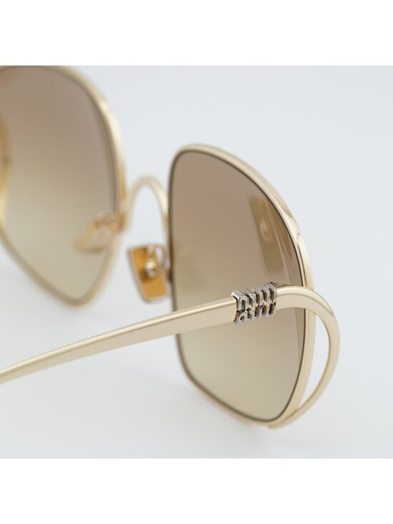 Miu Miu MUA57S 5AK20S Sunglasses Gold Square Frame, Brown Gradient Lenses main image 9
